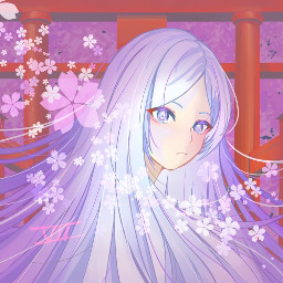 freetoedit purple animegirl goddess shrine toriigate sakura cherryblossoms
