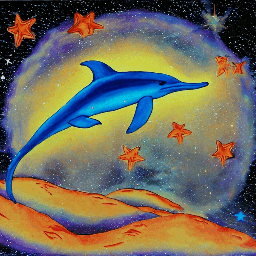dolphins water ocean sea galaxy universe surreal planets space galactic freetoedit