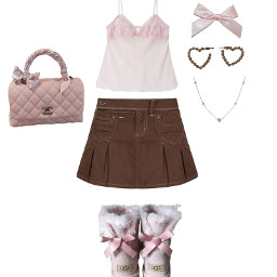 pink brown uggs chanel tiffanyandco outfit coquette freetoedit