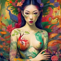 paradise ninphs paradisebird orientalpicturestyle orientalbeauty orientalart mithology mythologywoman surrealismstyle freetoedit