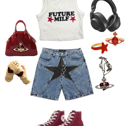 red outfit converse viviennewestwood stars freetoedit