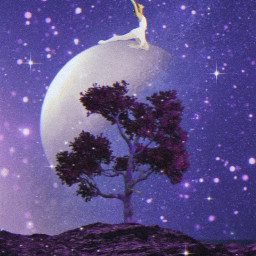 purple moon stars bokeh dancer tree freetoedit