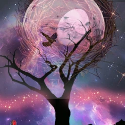 nature planet moon moonlight silhouette fantasy forestgirl freetoedit ircspringhassprung springhassprung