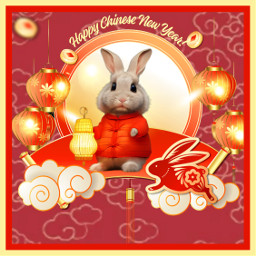 lunarnewyear2023 rabbit frame lantern cute chinesenewyear chinesenewyear2023 freetoedit